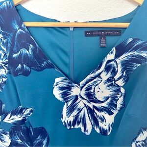 Green blue floral elegant dress.